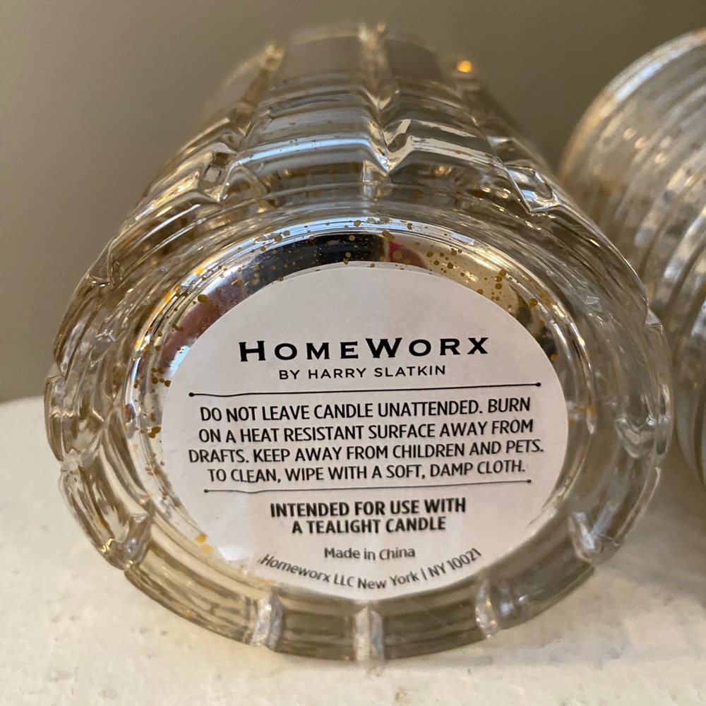 Home Worx by Harry Slatkin Candle Holders. Set of 2.Never Used.Mirrored Glass. - Picture 2 of 4
